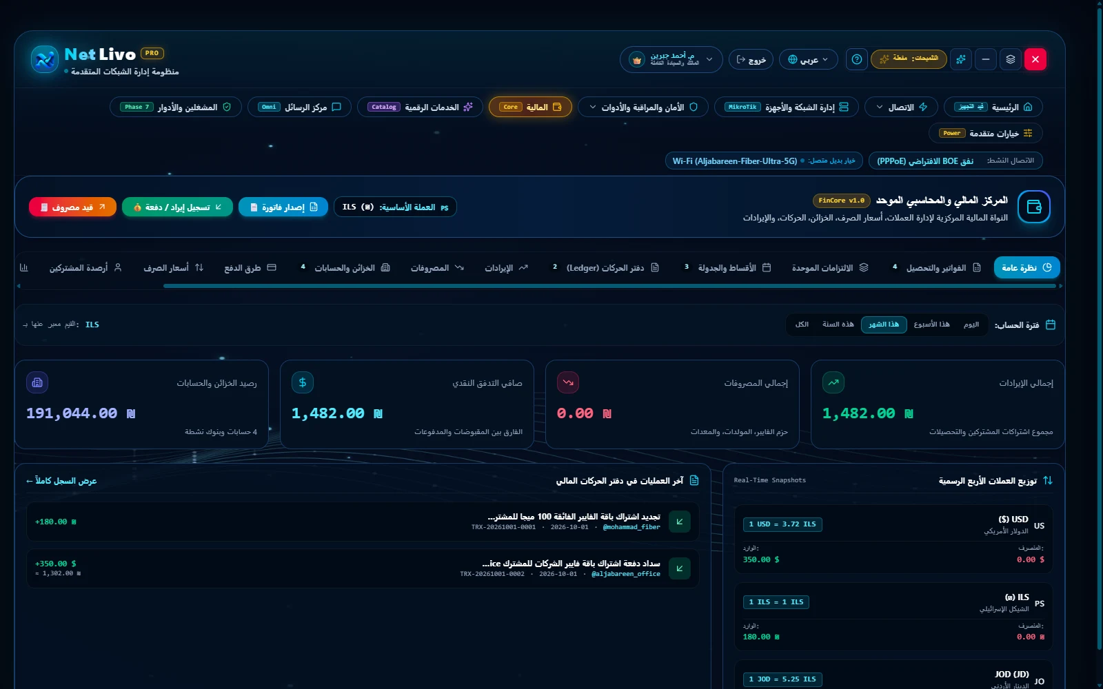 NetLivo — المالية والتحصيل